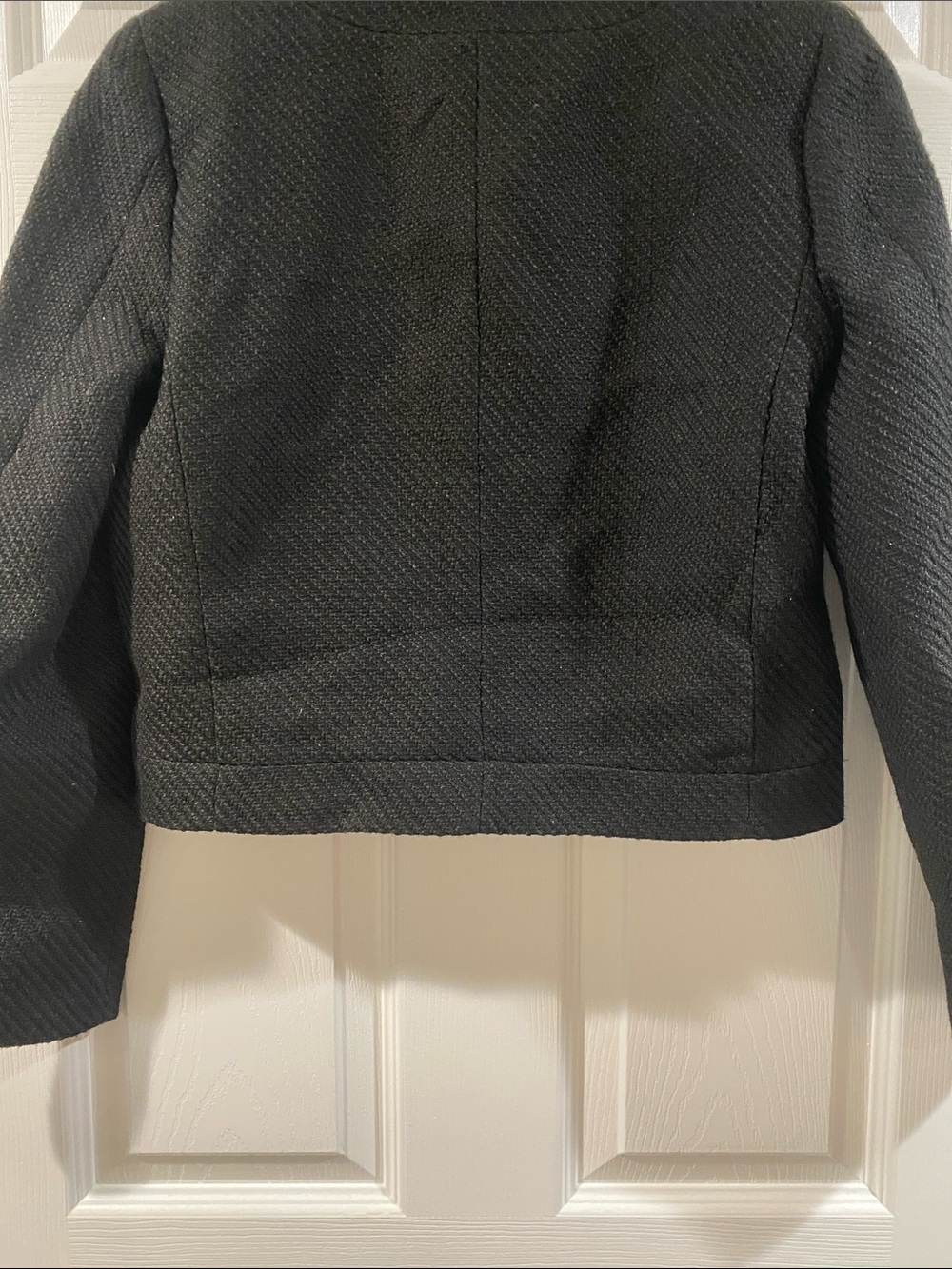 J. Crew Black Tweed Cropped Jacket with Gold Buttons - Size 2 - Picture 10 of 13